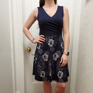 Poesia 2fer Knit Dress (Navy)